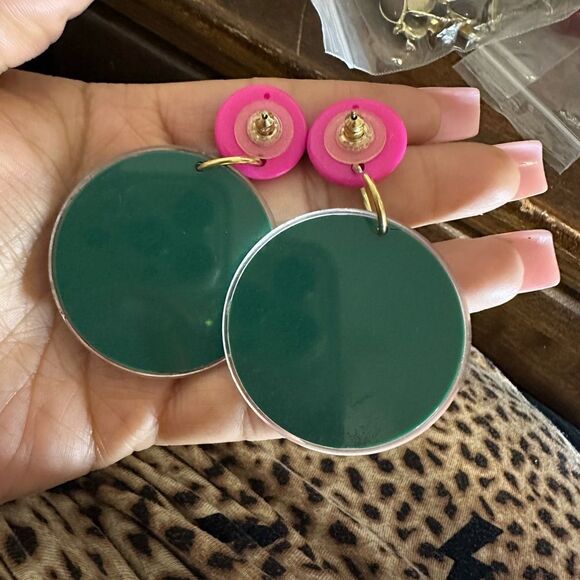 Vintage watermelon stud earrings summer statement fun slices - Picture 2 of 2